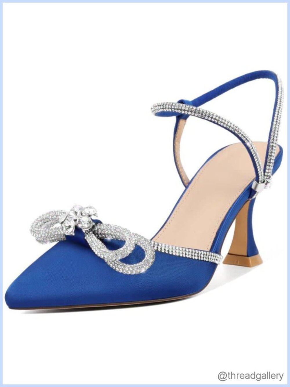 Women's Satin Kitten Heel Slingback Pumps Pointed Toe Bow Formal Dress Shoes